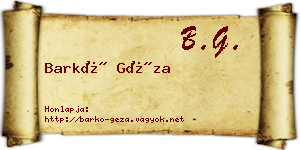 Barkó Géza névjegykártya