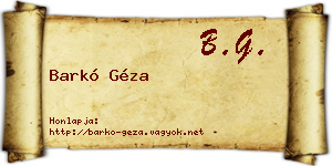 Barkó Géza névjegykártya